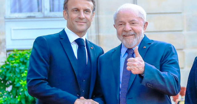 Los presidentes de Francia, Emanuel Macron y de Brasil, José Inacio Lula da Silva (Gentileza gobierno de Brasil)